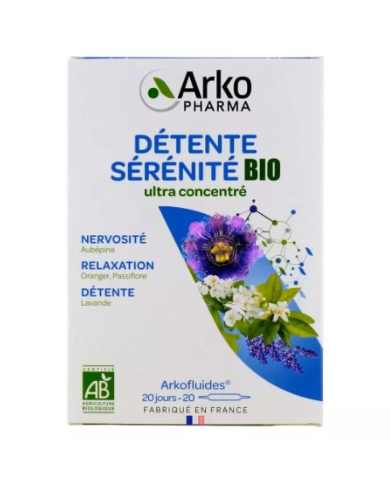 ARKOPHARMA Arkofluides Détente - sérénité BIO Boite de 20 ampoules