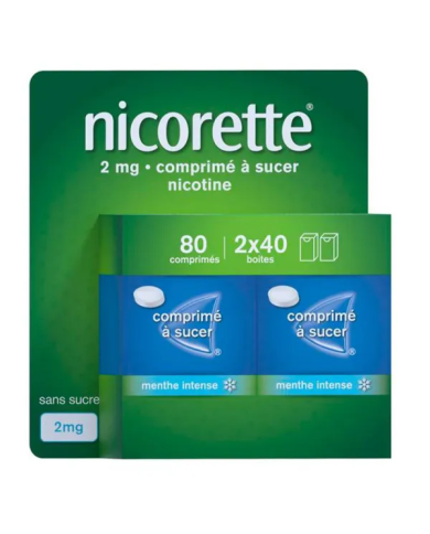 NICORETTE 2 Mg Comprimés à sucer menthe intense 2 Boites de 40