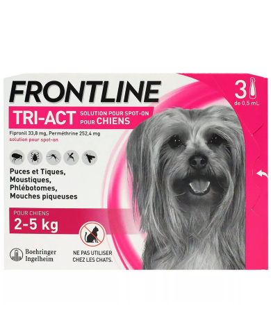 FRONTLINE TRI-ACT Chiens de 2 - 5 kg Boite de 3 pipettes de 2 ml