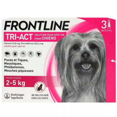 FRONTLINE TRI-ACT Chiens de 2 - 5 kg Boite de 3 pipettes de 2 ml