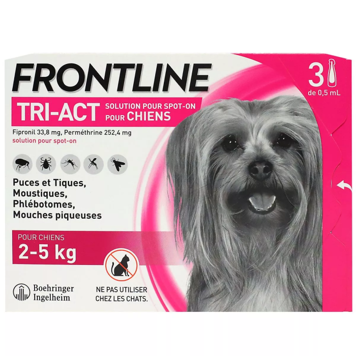 FRONTLINE TRI-ACT Chiens de 2 - 5 kg Boite de 3 pipettes de 2 ml