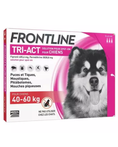 FRONTLINE TRI-ACT Chiens de 40 - 60 kg Boite de 3 pipettes de 2 ml