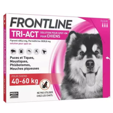 FRONTLINE TRI-ACT Chiens de 40 - 60 kg Boite de 3 pipettes de 2 ml
