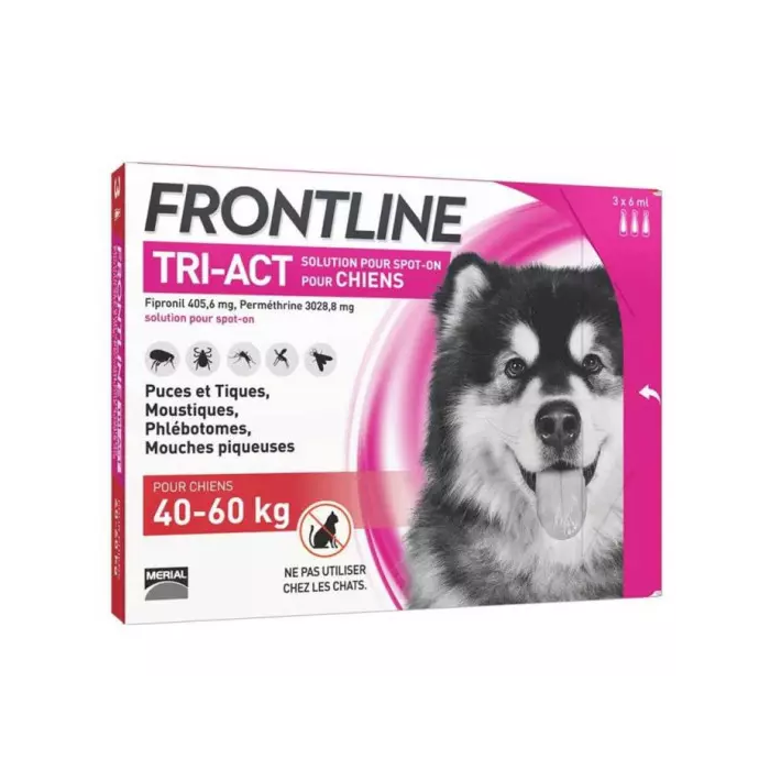 FRONTLINE TRI-ACT Chiens de 40 - 60 kg Boite de 3 pipettes de 2 ml