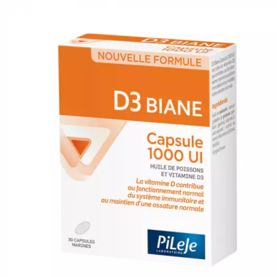 Pileje D3 Biane 1000UI Boite de 30 capsules