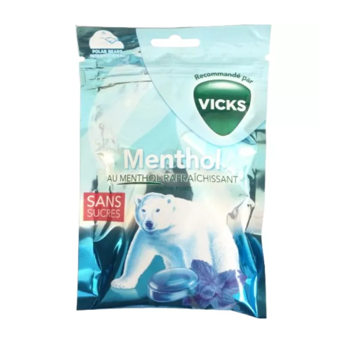 VICKS Bonbons Menthol sans Sucre 72g