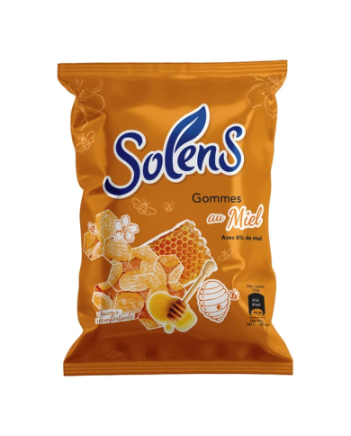 Solens gommes avec 6 % Miel Sachet de 100 grammes (environ 28 bonbons)