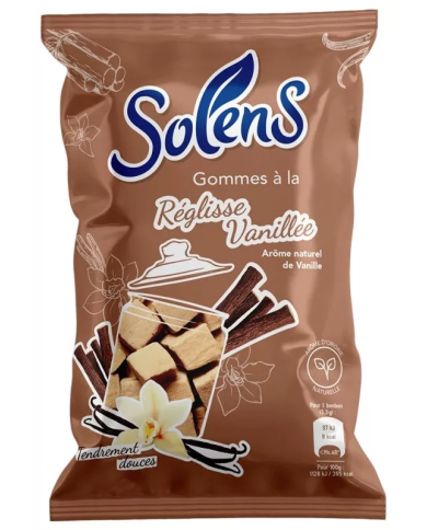 SOLENS Gommes à la Réglisse Vanillée Sachet de 100 grammes (environ 30 gommes)