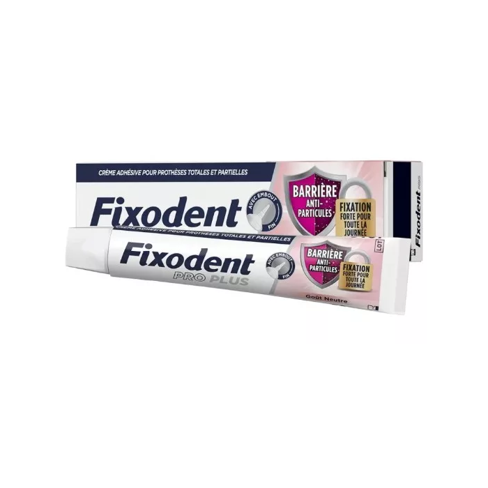 Fixodent Pro Plus - Barrière Anti-Particules et fixation forte goût neutre Tube de 40g