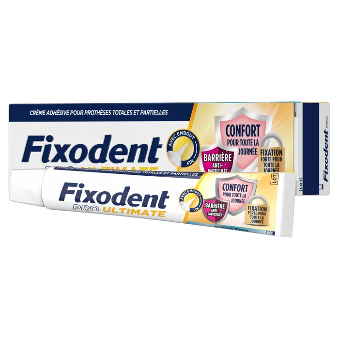 fixodent PRO ULTIMATE Antiparticules confort et fixation pour la journée Arôme Frais, 40ml