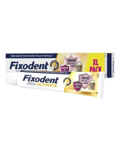 Fixodent Pro ULTIMATE Crème Adhésive pour Prothèses ANTI PARTICULES + FIXATION FORTE + CONFORT Goût neutre Tube de 57 grammes