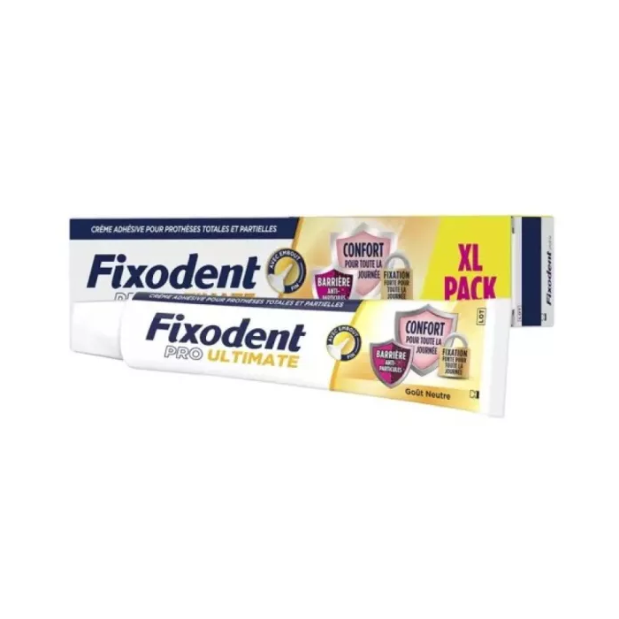 Fixodent Pro ULTIMATE Crème Adhésive pour Prothèses ANTI PARTICULES + FIXATION FORTE + CONFORT Goût neutre Tube de 57 grammes