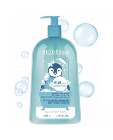 BIODERMA ABCDerm Gel Moussant Flacon pompe de 1 Litre