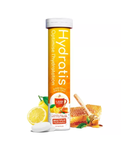 Hydratis Solution d'Hydratation Goût Miel citron Boite de 20 pastilles