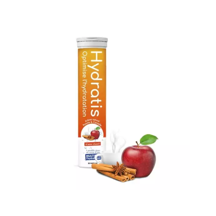 Hydratis Solution d'Hydratation Goût pomme canelle Boite de 20 pastilles
