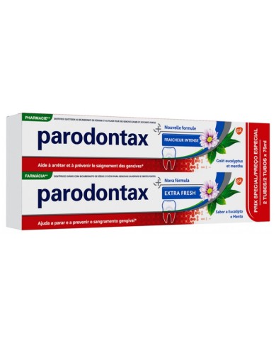 PARODONTAX Dentifrice Fraicheur intense et soin des gencives Lot de 2 Tubes de 75 ml
