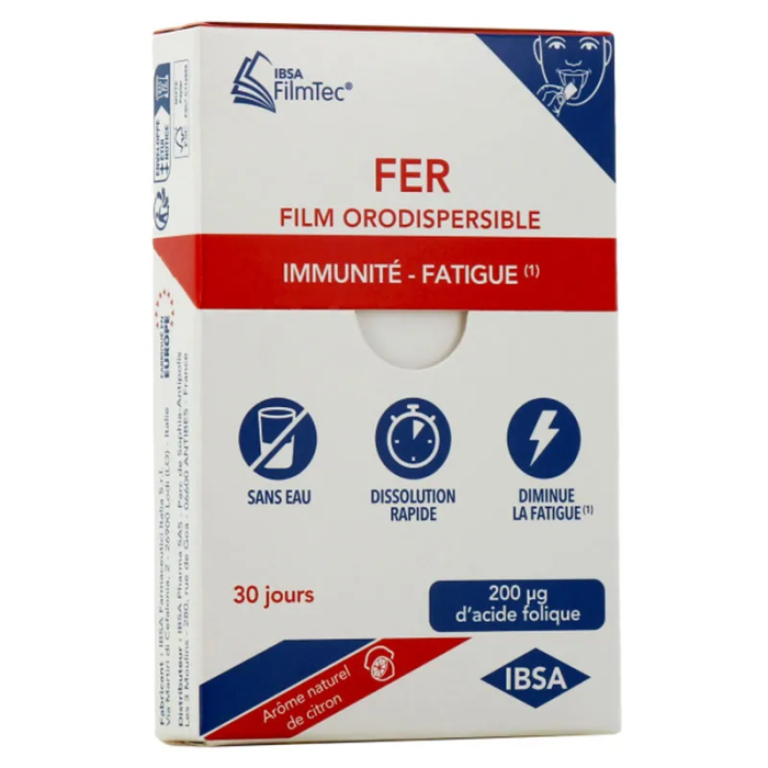 Ibsa Fer Immunité & Fatigue Boite de 30 Films Orodispersibles
