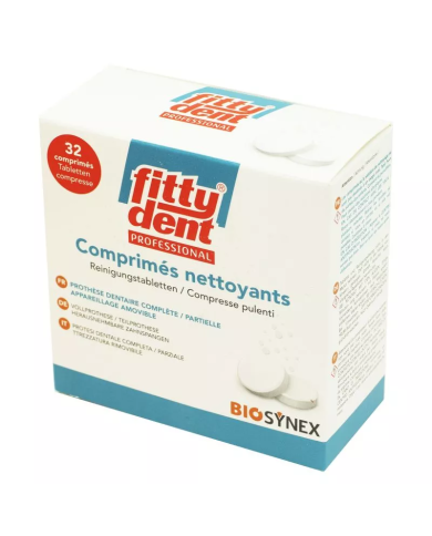 FITTYDENT PROFESSIONAL Comprimé Nettoyant Effervescent pour Prothèse Dentaire Boite de 32