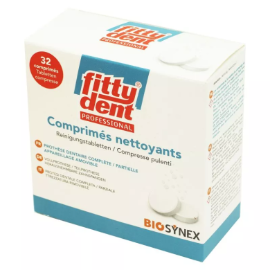 FITTYDENT PROFESSIONAL Comprimé Nettoyant Effervescent pour Prothèse Dentaire Boite de 32