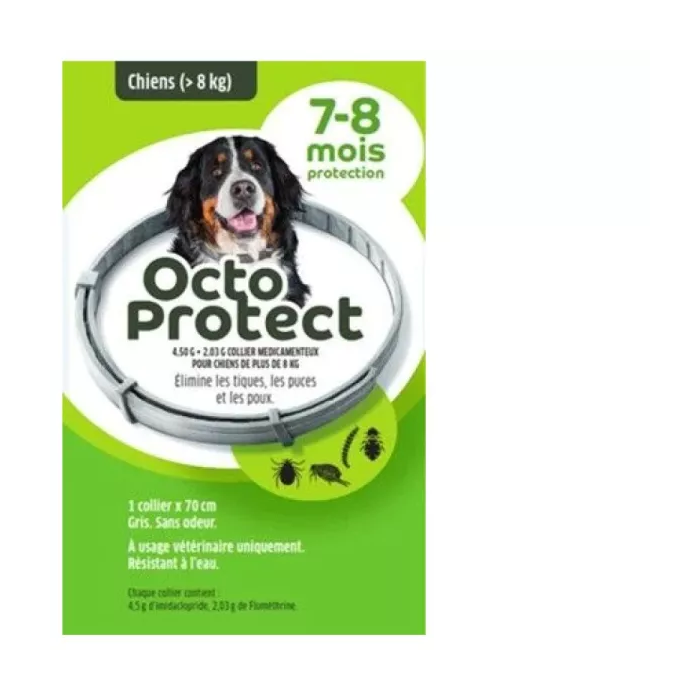 OctoProtect collier anti puce pour grand chien de + 8 kilos Boite de 1