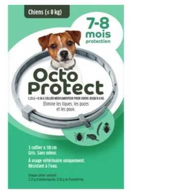 OctoProtect collier anti puce pour chien de - 8 kilos Boite de 1
