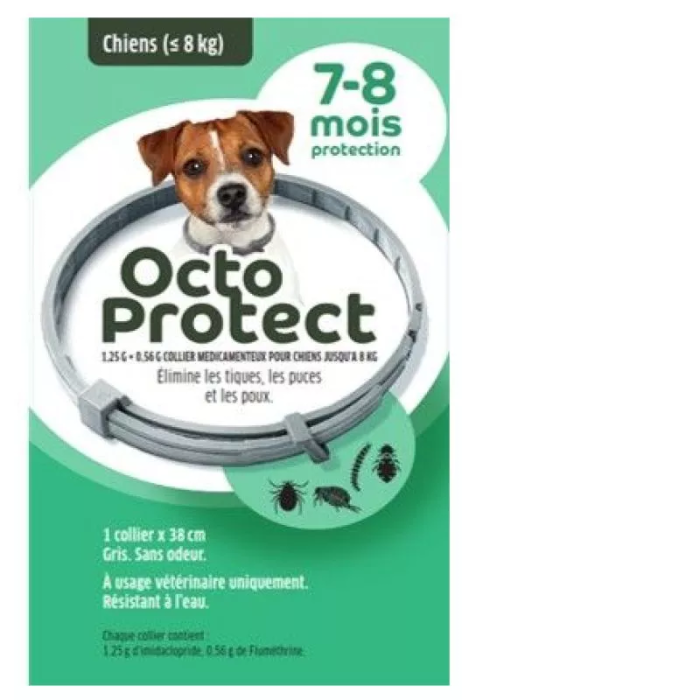 OctoProtect collier anti puce pour chien de - 8 kilos Boite de 1
