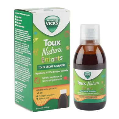 VICKS TOUX NATURA Enfants Toux sèche & Grasse Flacon de 140ML dès 1 an