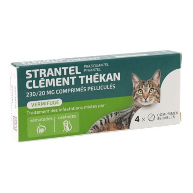CLEMENT THEKAN STRANTEL Chats Comprimès Boite de 4 arôme viande