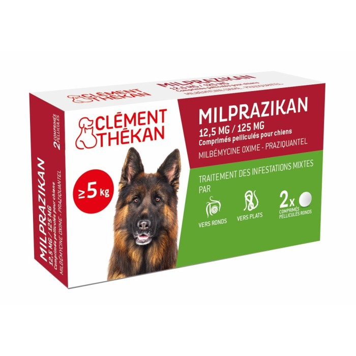 MILPRAZIKAN Vermifupe pour chiens  Boite de 2 comprimés