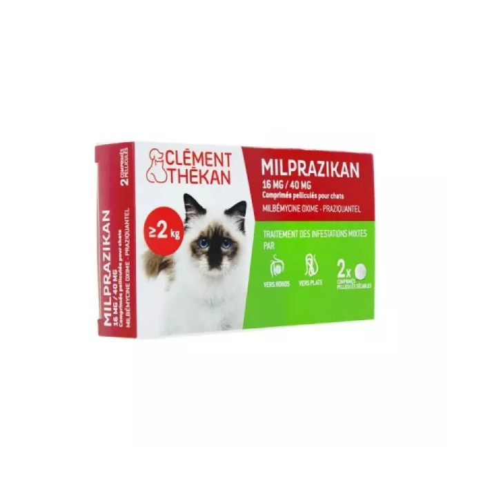 MILPRAZIKAN Vermifuges pour chat Boite de 2 comprimés