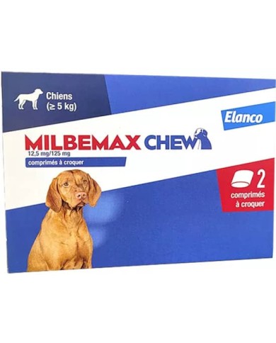 Milbemax Chew Vermifuge Chien +5 kg Boite de 2 comprimés
