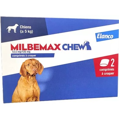 Milbemax Chew Vermifuge Chien +5 kg Boite de 2 comprimés