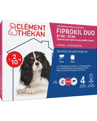 FIPROKIL DUO 67MG/20MG Pour chiens de 2 à 10 kilos Boite de 4 pipettes