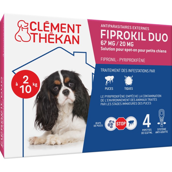 FIPROKIL DUO 67MG/20MG Pour chiens de 2 à 10 kilos Boite de 4 pipettes