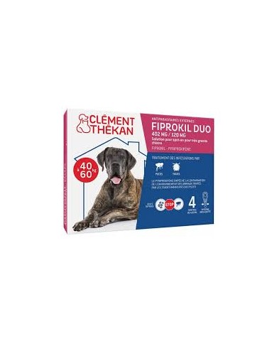 FIPROKIL DUO 402MG/120MG Pour chiens de 40 à 60 kilos Boite de 4 pipettes