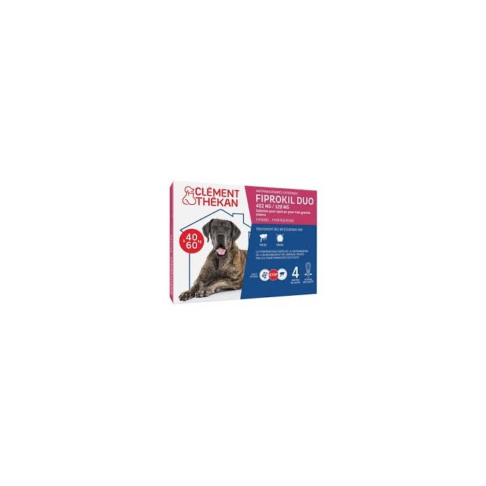 FIPROKIL DUO 402MG/120MG Pour chiens de 40 à 60 kilos Boite de 4 pipettes
