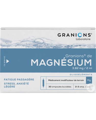 GRANIONS DE MAGNESIUM 3.82MG / 2 ML Boite de 30 ampoules