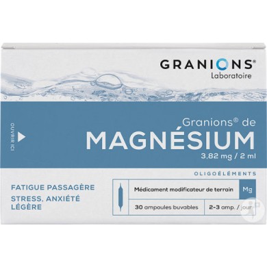 GRANIONS DE MAGNESIUM 3.82MG / 2 ML Boite de 30 ampoules