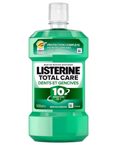 LISTERINE Bain de bouche quotidien Protection dents et gencives Flacon de 500 ml