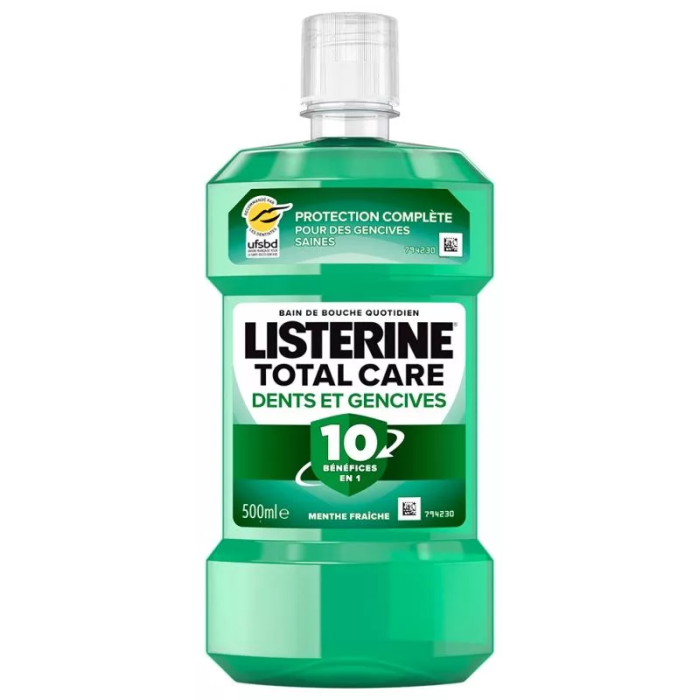 LISTERINE Bain de bouche quotidien Protection dents et gencives Flacon de 500 ml