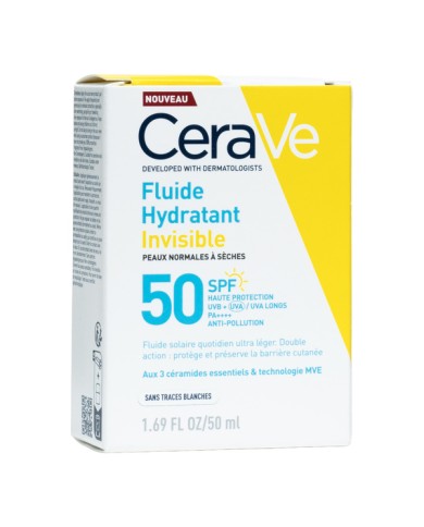 Cerave Fluide hydratant invisible SPF 50 Tube de 50 ml