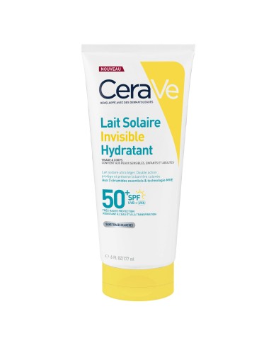 Cerave Lait solaire invisible hydratant SPF 50+ Tube de 177 ml
