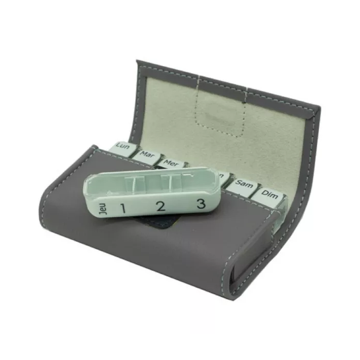 PILBOX MINI V4 Gris Clair - Pilulier Hebdomadaire - 7 Modules de 3 Cases