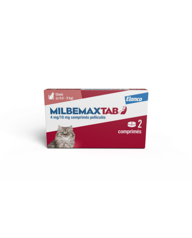 MILBEMAXTAB Vermifuge  Chatons et Petits Chats de 0.5 à 2kg Boite de 2 Comprimés