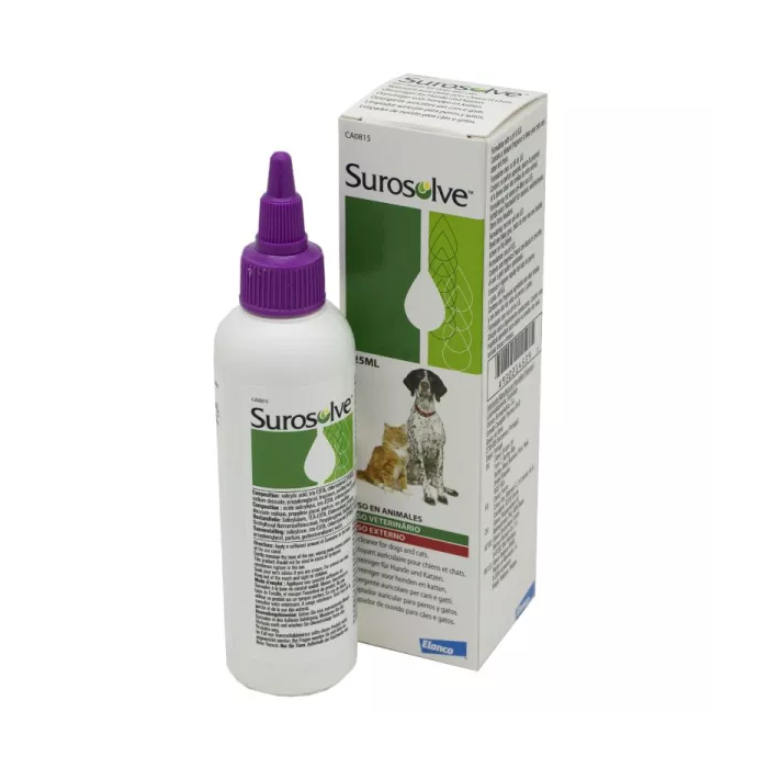 Elanco Surosolve Nettoyant Auriculaire pour Chiens et Chats Flacon de125 ml