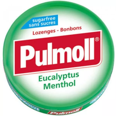 PULMOLL Bonbons goût Eucalyptus Menthol Sans Sucres Boite de 45 g