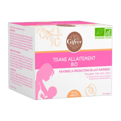 GIFRER Tisane allaitement saveur pêche abricot Boites de 20 sachets