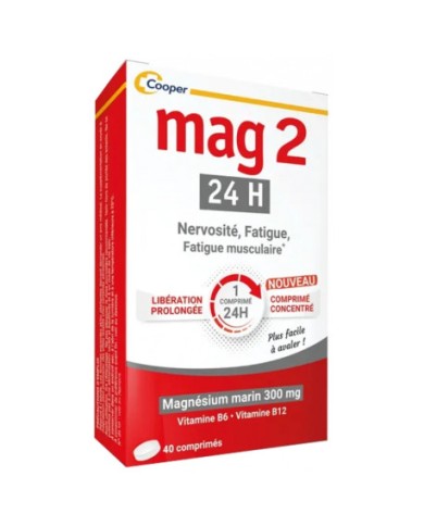MAG 2 24H Complément alimentaire à base de magnésium marin  Boite de 40 comprimés