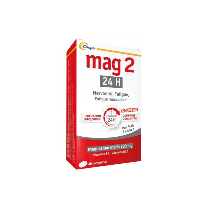MAG 2 24H Complément alimentaire à base de magnésium marin  Boite de 40 comprimés