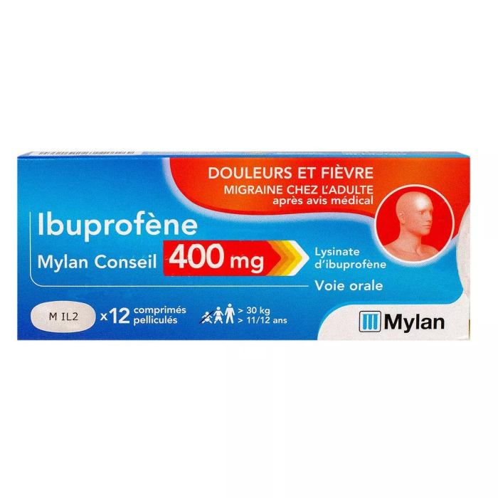 IBUPROFENE viatris 400 MG Douleurs et Fièvre Boite de 12 comprimés